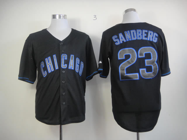 Men Chicago Cubs 23 Sandberg Black MLB Jerseys
